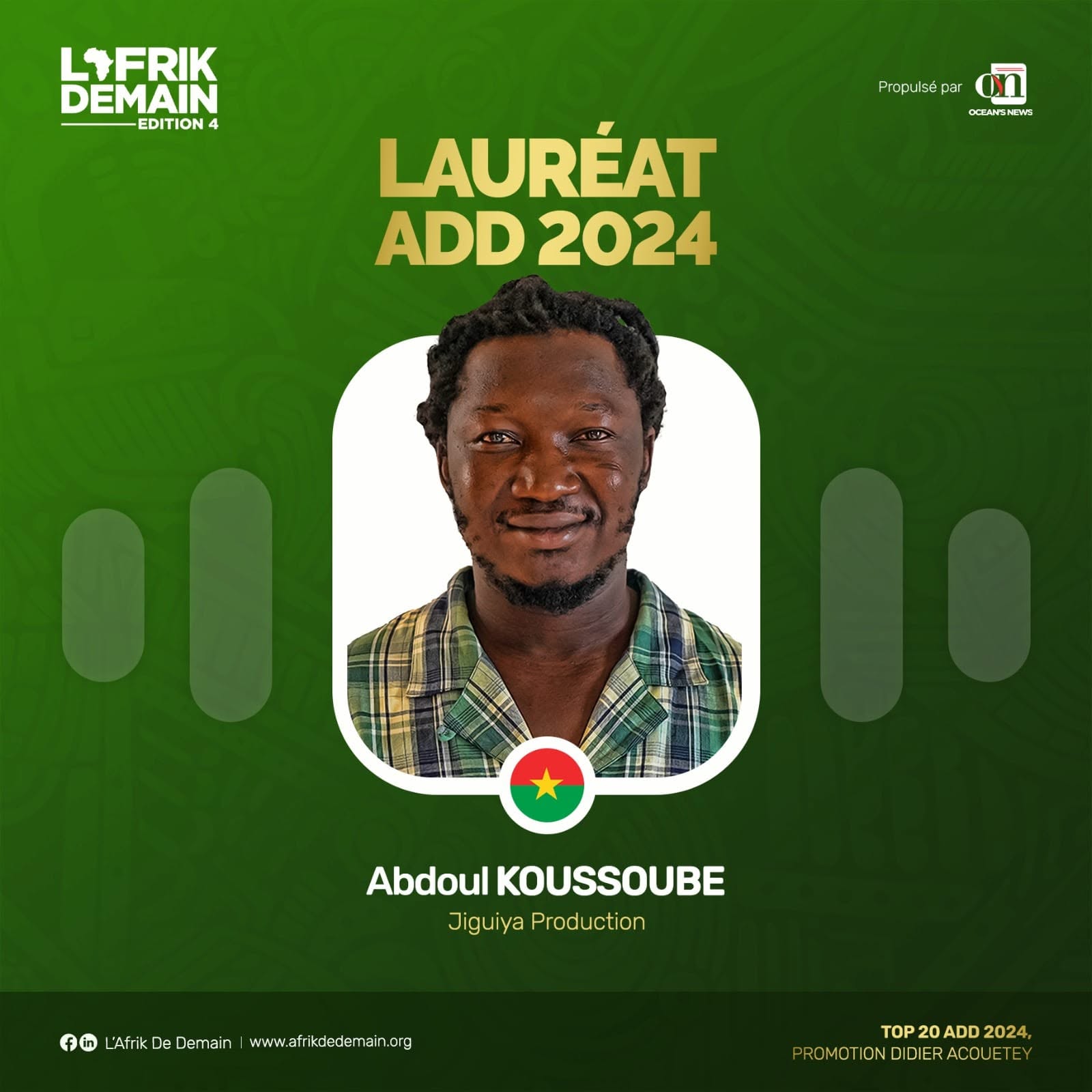 Participation de notre Manager Général, Abdoul Salam Koussoube au programme AFRIK DE DEMAIN (#ADD2024) 